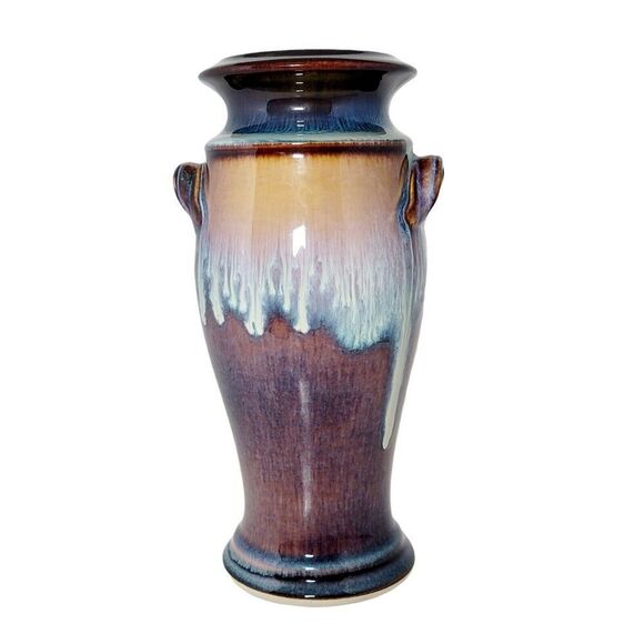 Bill Campbell Art Pottery Studio Crystalline Glazed Large Handled Vase 10”  Tall - Picture 1 of 11